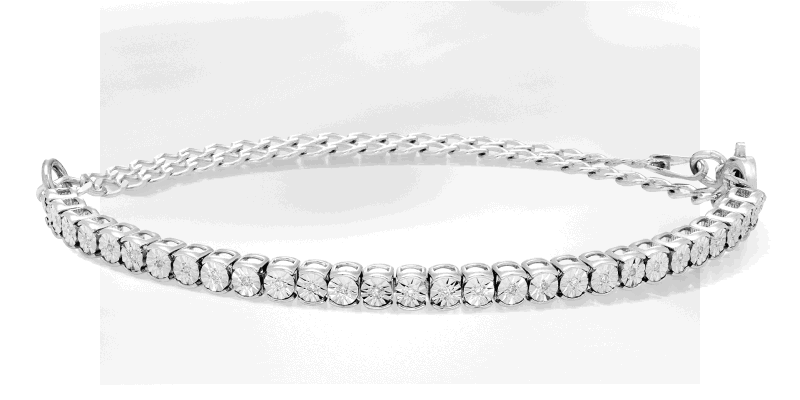 Diamond Adjustable Line Bracelet 1/20 ct tw Sterling Silver 6.25'' to 9''