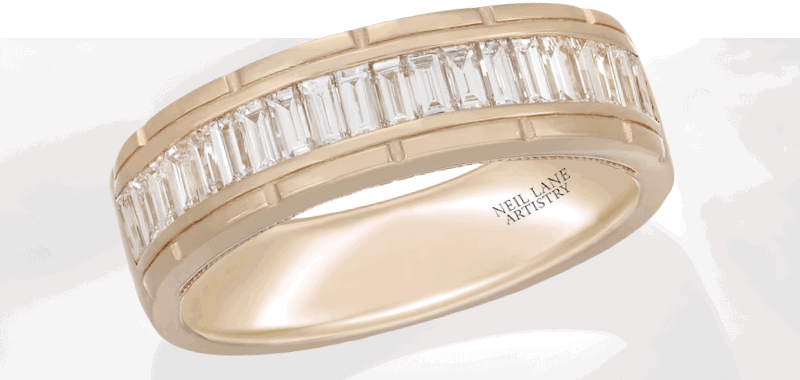 Men's Neil Lane Artistry Baguette-Cut Lab-Created Diamond Wedding Band 1 ct tw 14K Yellow Gold