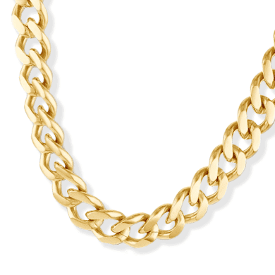 Solid Curb Chain Necklace 6mm Yellow Ion-Plated Stainless Steel 22''