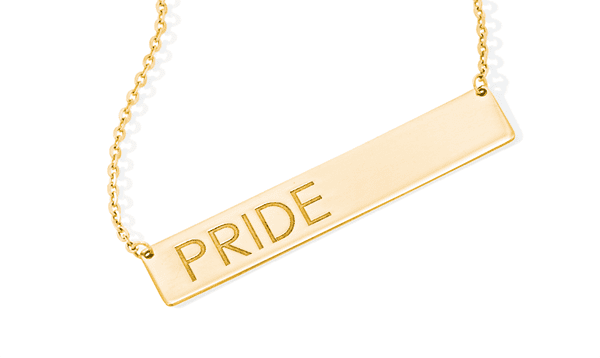 ''Pride'' Bar Necklace 10K Yellow Gold 20''