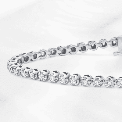 Diamond Bracelet 1 ct tw Round-Cut 10K White Gold 7''