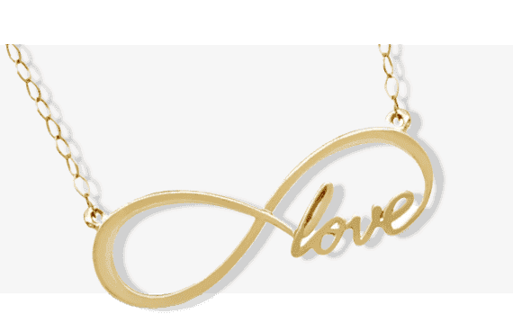 Infinity ''Love'' Necklace 10K Yellow Gold 17''