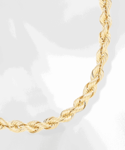 Solid Silk Rope Chain Necklace 3mm 10K Yellow Gold 20''