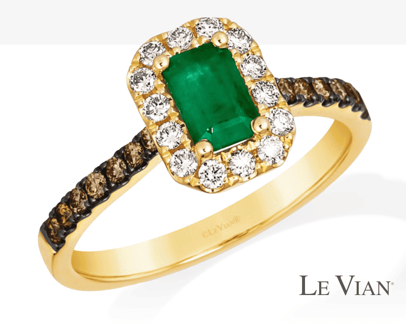 Le Vian Creme Brulee Emerald Ring 1 ct tw Diamonds 14K Honey Gold