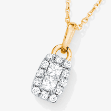 Forever Connected Diamond Necklace 1/3 ct tw Round & Princess-cut 10K Yellow Gold 18''