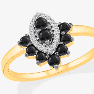 Black & White Diamond Ring 3/8 ct tw Round-cut 10K Yellow Gold