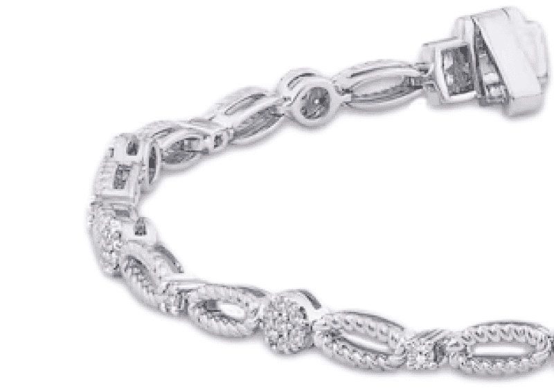 Threads of Love Multi-Diamond Oval Link Bracelet 1/2 ct tw Sterling Silver 7''