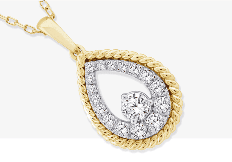 Threads of Love Diamond Teardrop Necklace 1/2 ct tw 10K Yellow Gold 18''