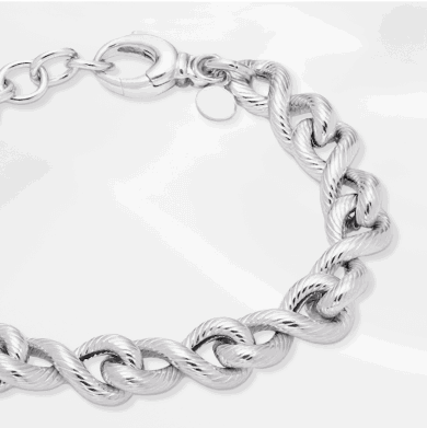 Textured Infinity Link Bracelet Sterling Silver 7.5