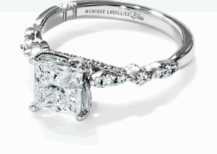 Monique Lhuillier Bliss Princess-Cut Lab-Created Diamond Engagement Ring 1-7/8 ct tw 18K White Gold