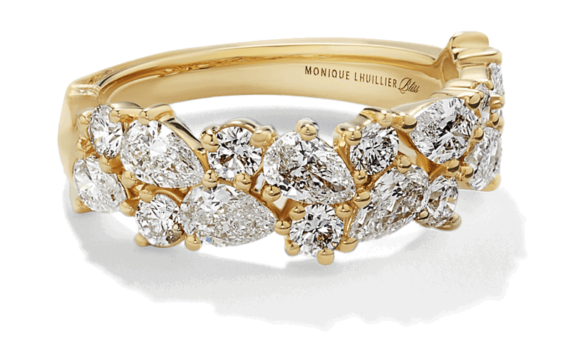 Monique Lhuillier Bliss Pear-Shaped & Round-Cut Lab-Created Diamond Anniversary Ring 2 ct tw 18K Yellow Gold