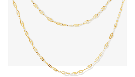 Double-Strand Fashion Chain Necklace 14K Yellow Gold 16''