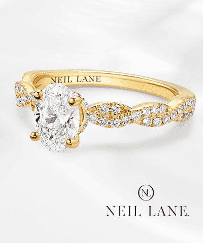 Neil Lane Artistry Oval-Cut Lab-Created Diamond Twist Shank Engagement Ring 1-1/3 ct tw 14K Yellow Gold