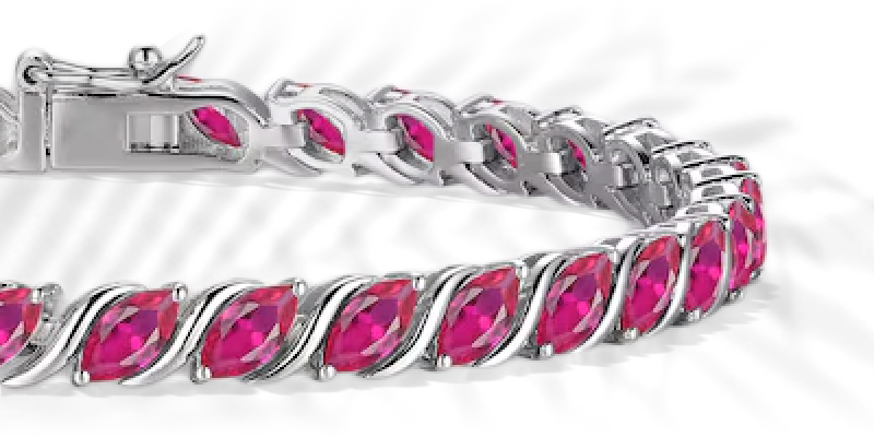Marquise-Cut Lab-Created Ruby S-Link Bracelet 7.25''