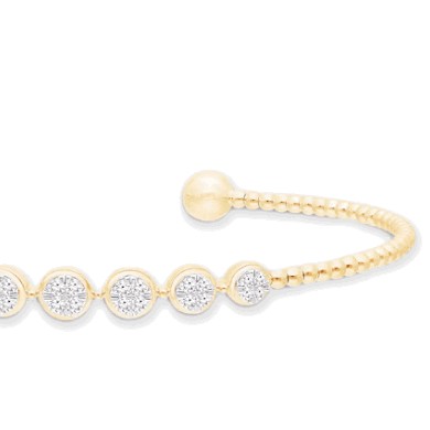 Multi-Diamond Flex Cuff Bangle Bracelet 1/3 ct tw 10K Yellow Gold