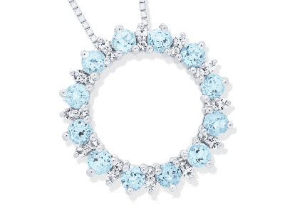 Aquamarine and White Topaz Necklace Sterling Silver