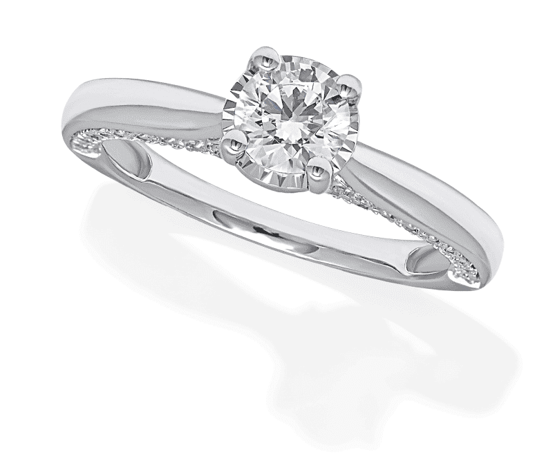 Diamond Solitaire Engagement Ring 1 ct tw Round-cut 10K White Gold (J/I3)