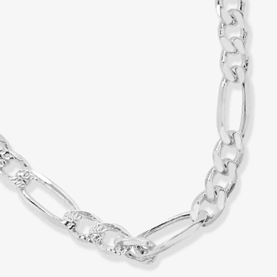 Solid Figaro Link Chain Necklace Sterling Silver 20''