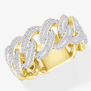 Men's Diamond Curb Chain Ring 1/2 ct tw 10K Yellow Gold