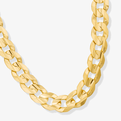 Cuban Curb Chain Necklace 14K Yellow Gold 22''