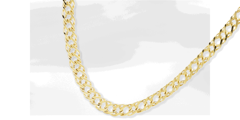 Semi-Solid Double-Curb Chain Necklace 4.7mm 10K Yellow Gold 20''