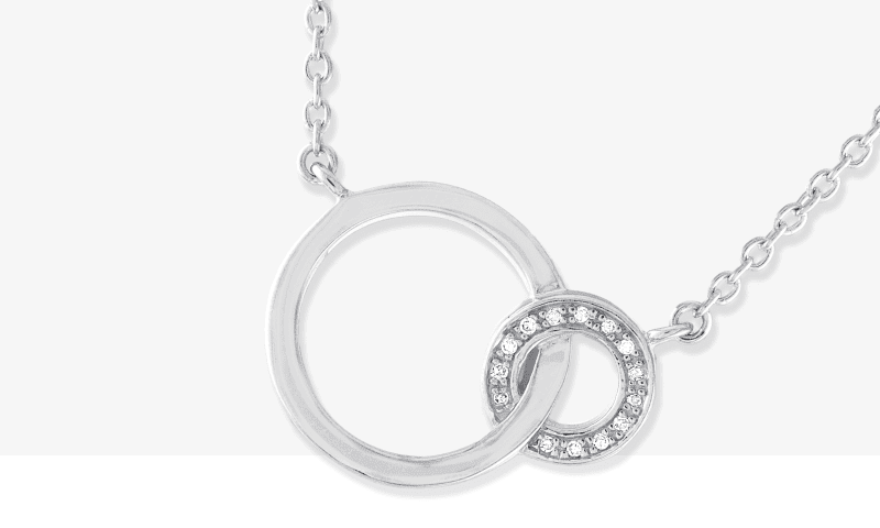 Interlocking Circles Necklace with Diamonds Sterling Silver