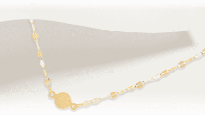 Semi-Solid Fancy Mirror Chain Necklace 14K Yellow Gold 18''