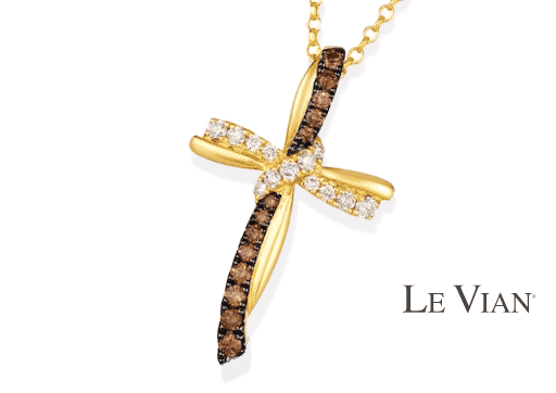 Le Vian Diamond Twist Cross Necklace 1/2 ct tw 14K Honey Gold 19''