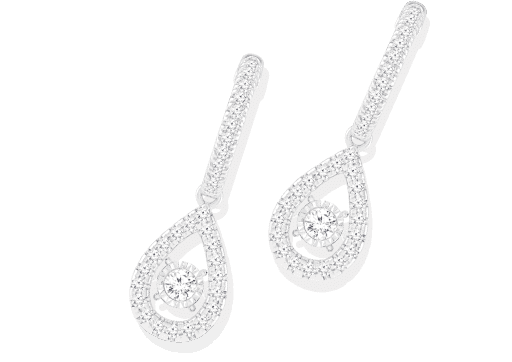 Unstoppable Love Lab-Created Diamond Teardrop Dangle Hoop Earrings 1 ct tw 14K White Gold