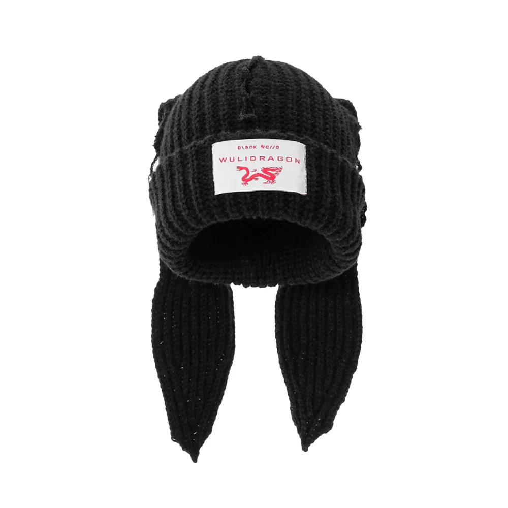 Image of Street Solid Color Rabbit Knitted Hat