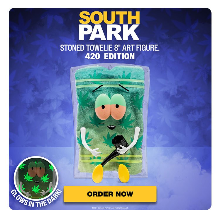 SOUTH PARK STONED TOWELIE WITH PIPE GLOW-IN-THE-DARK POT LEAF 8