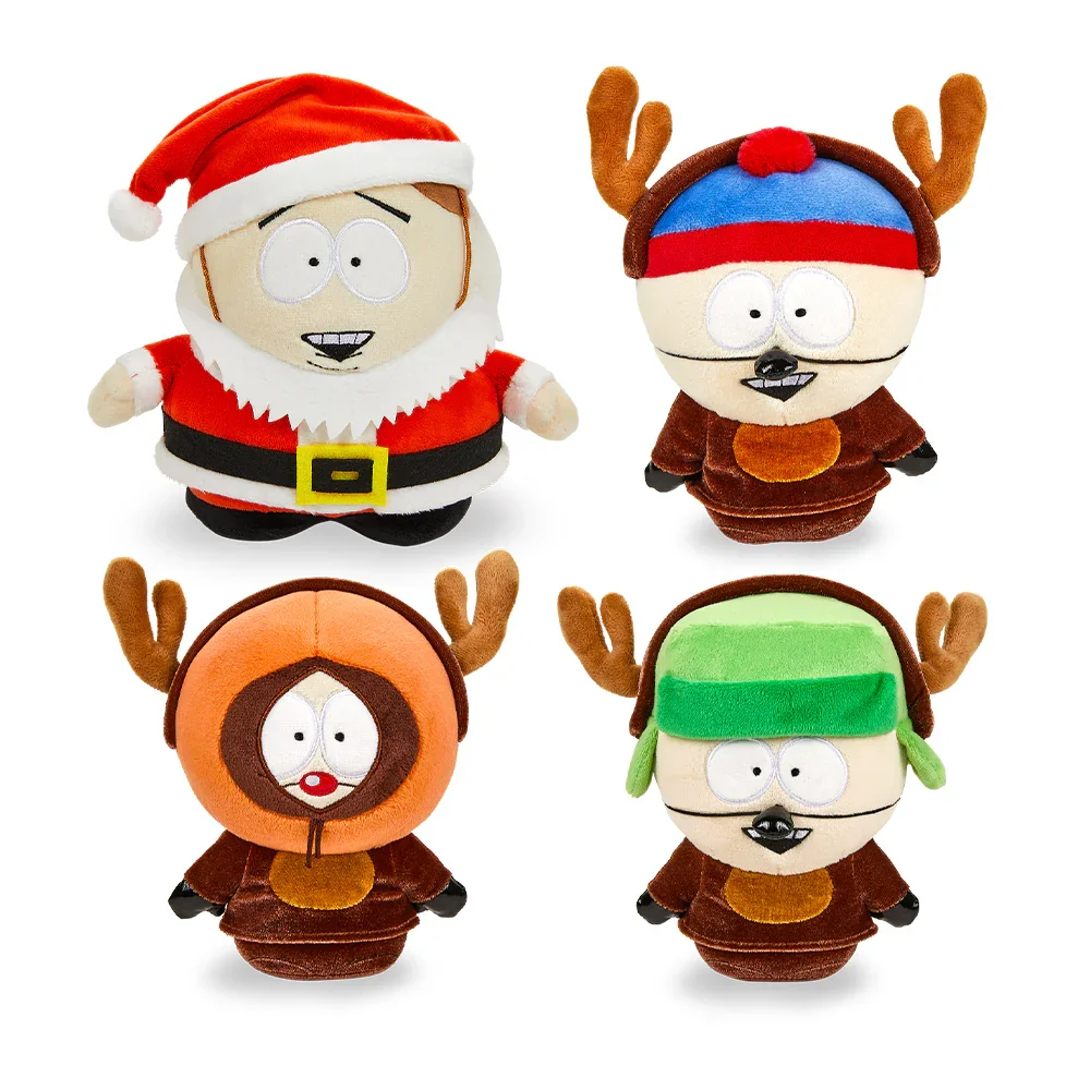 Image of South Park Christmas 8" Phunny Plush Set of Four - Santa Cartman and Reindeer Kyle, Stan, and Kenny