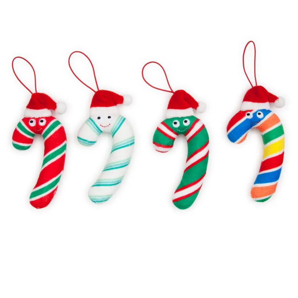 Image of Yummy World Candy Cane Plush Ornaments 4-Pack