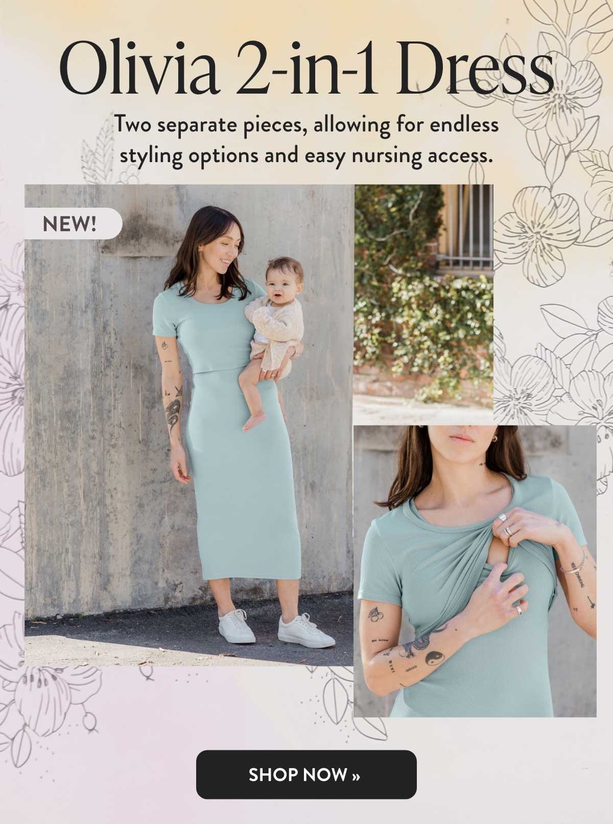 Olivia Ribbed Bamboo 2-in-1 Maternity & Nursing Dress