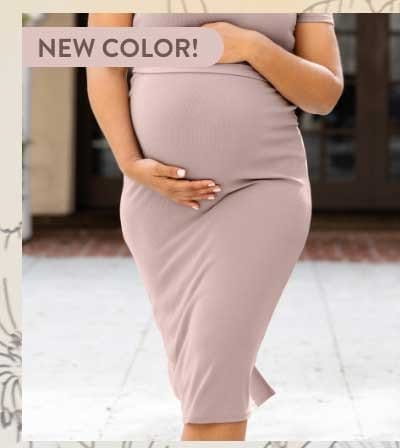 Ribbed Bamboo Maternity & Postpartum Midi Skirt