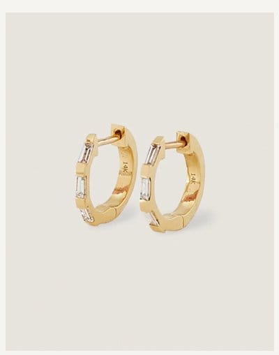 Ellie Baguette Diamond Huggie Earrings