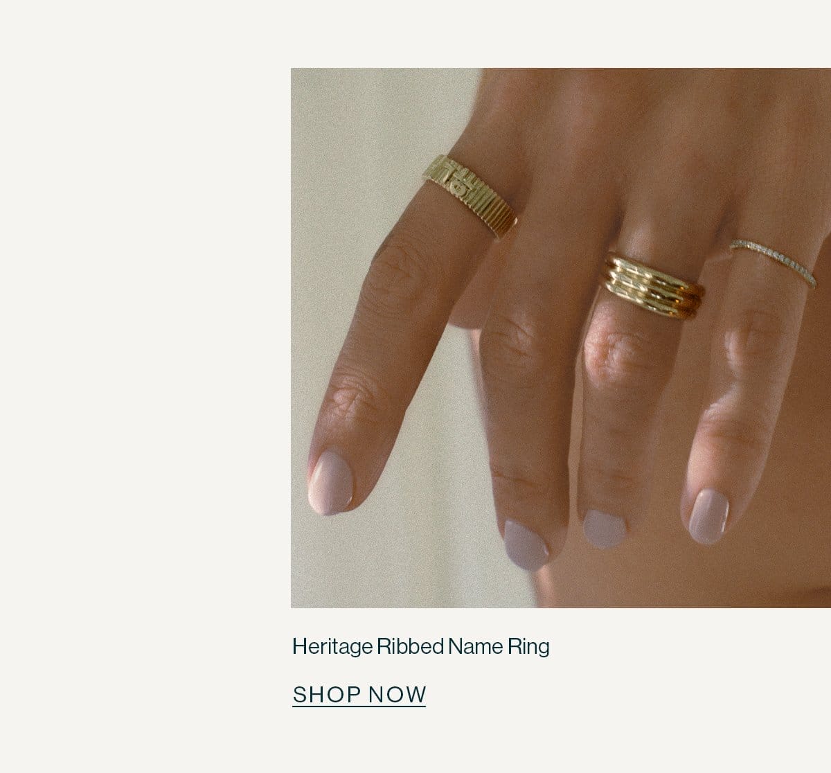 Heritage Ribbed Name Ring