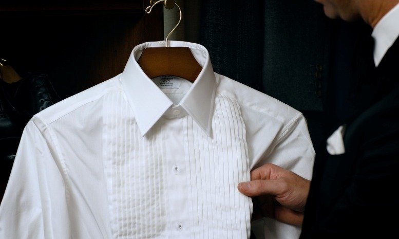 Budd x Kirby Allison Hand Pleated White Dinner Shirt