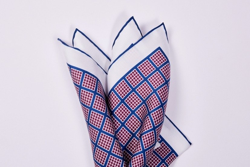 Sovereign Grade White/Sky Blue Quadrant Pocket Square