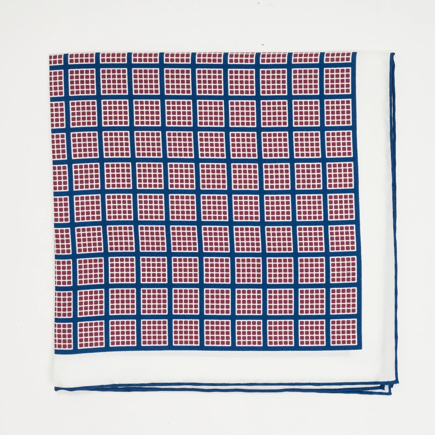 Image of Sovereign Grade White/Navy Quadrant Pocket Square