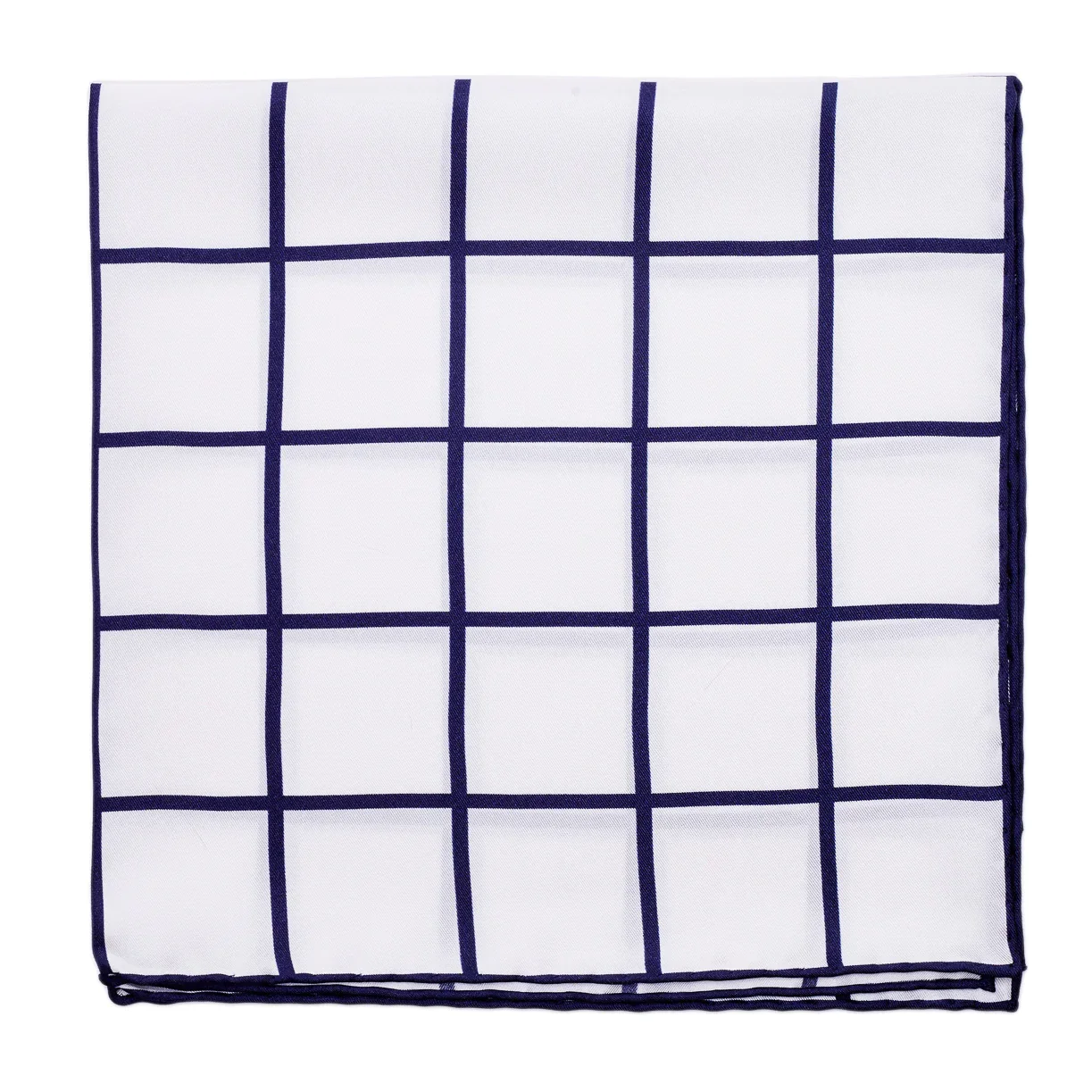 Image of Sovereign Grade Prince of Wales Pocket Square, White/Navy