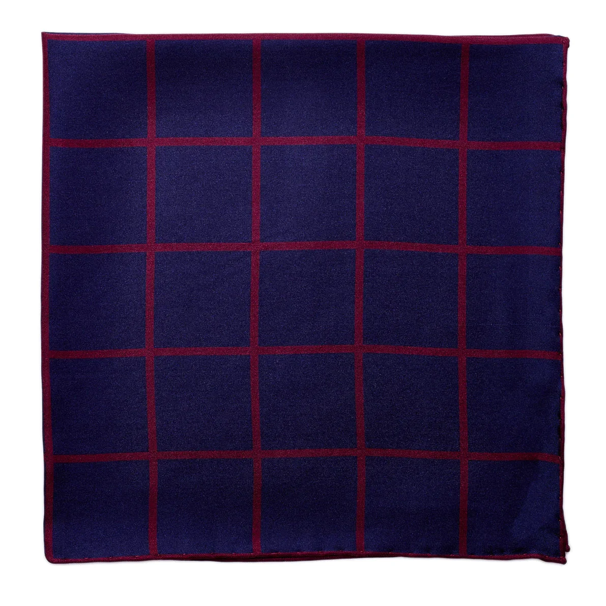 Image of Sovereign Grade Prince of Wales Pocket Square, Navy/Burgundy