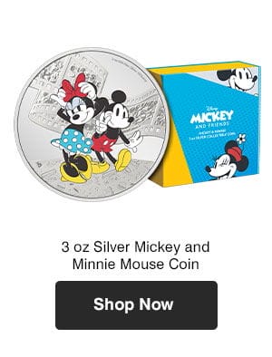 3 oz Silver Mickey and Minnie Mouse Coin 