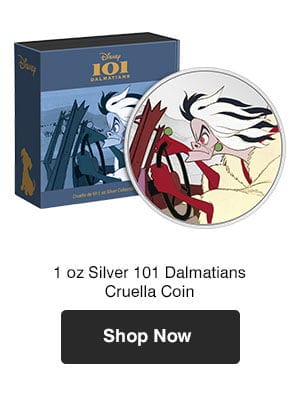 1 oz Silver 101 Dalmatians Cruella Coin (2022)