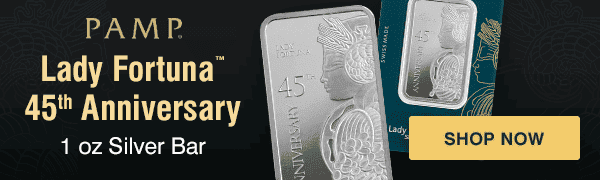 1 oz Silver PAMP Lady Fortuna™ 45th Anniversary Bar