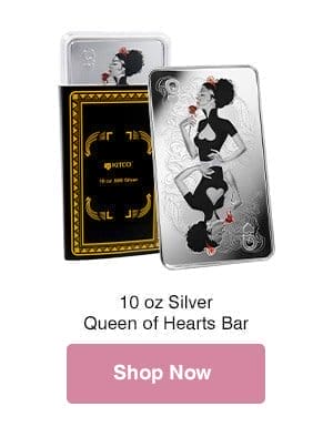 10 oz Silver Queen of Hearts Bar