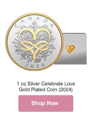 1 oz Silver Celebrate Love Gold Plated Coin (2024) 