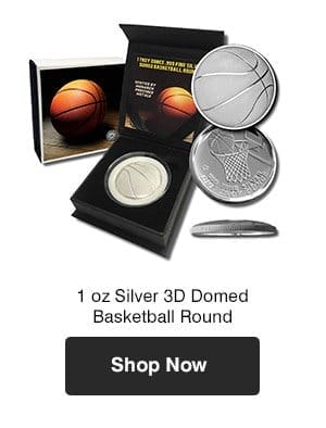 1 oz Silver 3D Domed Basketball Round
