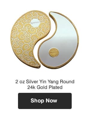 2 oz Pure Silver 24k Gold Plated Yin Yang Round