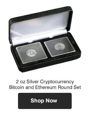 2 oz Silver Cryptocurrency Bitcoin and Ethereum Round Set